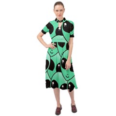 Art Alien Pattern Keyhole Neckline Chiffon Dress by Ket1n9