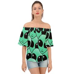 Art Alien Pattern Off Shoulder Short Sleeve Top by Ket1n9