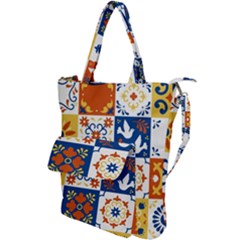 Mexican-talavera-pattern-ceramic-tiles-with-flower-leaves-bird-ornaments-traditional-majolica-style- Shoulder Tote Bag by Ket1n9