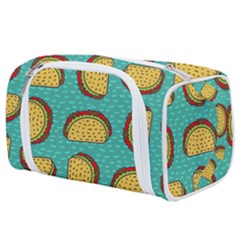 Taco-drawing-background-mexican-fast-food-pattern Toiletries Pouch by Ket1n9