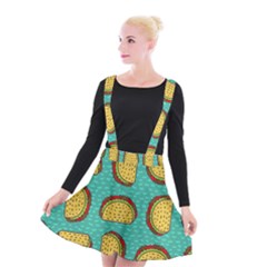 Taco-drawing-background-mexican-fast-food-pattern Suspender Skater Skirt by Ket1n9