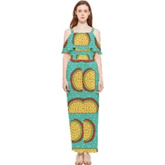 Taco-drawing-background-mexican-fast-food-pattern Draped Sleeveless Chiffon Jumpsuit by Ket1n9