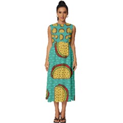 Taco-drawing-background-mexican-fast-food-pattern Sleeveless Round Neck Midi Dress by Ket1n9