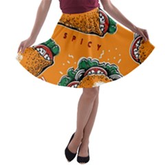 Seamless-pattern-with-taco A-line Skater Skirt by Ket1n9