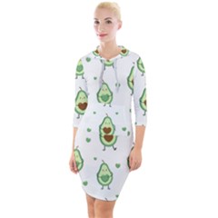 Cute-seamless-pattern-with-avocado-lovers Quarter Sleeve Hood Bodycon Dress by Ket1n9