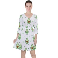 Cute-seamless-pattern-with-avocado-lovers Quarter Sleeve Ruffle Waist Dress by Ket1n9