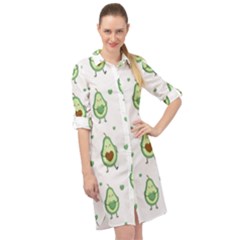 Cute-seamless-pattern-with-avocado-lovers Long Sleeve Mini Shirt Dress by Ket1n9