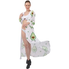 Cute-seamless-pattern-with-avocado-lovers Maxi Chiffon Beach Wrap by Ket1n9