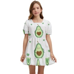 Cute-seamless-pattern-with-avocado-lovers Kids  Short Sleeve Dolly Dress by Ket1n9