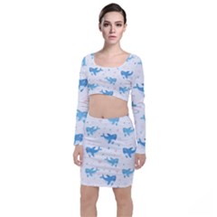 Seamless-pattern-with-cute-sharks-hearts Top And Skirt Sets by Ket1n9