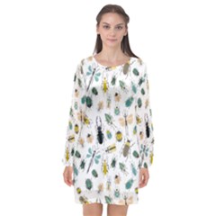 Insect Animal Pattern Long Sleeve Chiffon Shift Dress  by Ket1n9