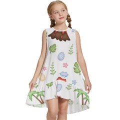 Cute-palm-volcano-seamless-pattern Kids  Frill Swing Dress by Ket1n9