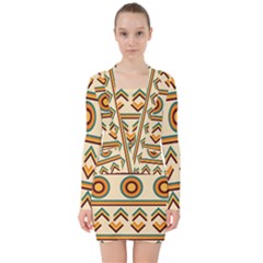 African V-neck Bodycon Long Sleeve Dress by ByThiagoDantas