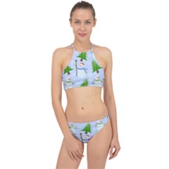 New Year Christmas Snowman Pattern, Halter Bikini Set by Grandong