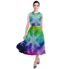 Christmas-snowflake-background Round Neck Boho Dress by Grandong