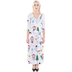 Christmas-seamless-pattern-with-cute-kawaii-mouse Quarter Sleeve Wrap Maxi Dress by Grandong