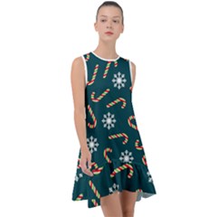 Christmas-seamless-pattern-with-candies-snowflakes Frill Swing Dress by Grandong