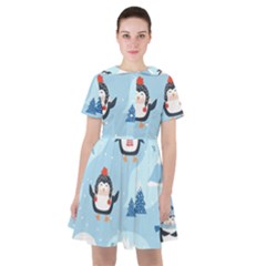 Christmas-seamless-pattern-with-penguin Sailor Dress by Grandong