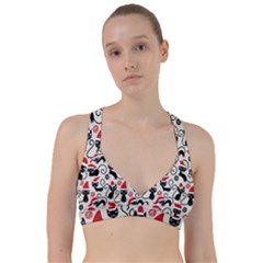 Cute Christmas Seamless Pattern Vector Sweetheart Sports Bra by Grandong