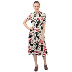 Cute Christmas Seamless Pattern Vector Keyhole Neckline Chiffon Dress by Grandong