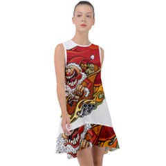 Funny Santa Claus Christmas Frill Swing Dress by Grandong