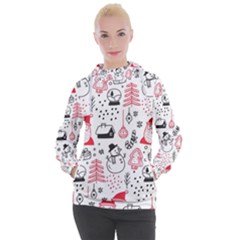 Christmas-themed-seamless-pattern Women s Hooded Pullover by Grandong