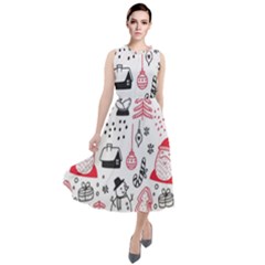 Christmas-themed-seamless-pattern Round Neck Boho Dress by Grandong