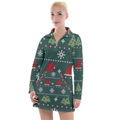 Beautiful-knitted-christmas-pattern -- Women s Long Sleeve Casual Dress by Grandong