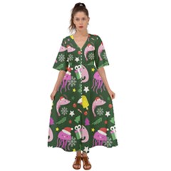 Colorful-funny-christmas-pattern   --- Kimono Sleeve Boho Dress by Grandong