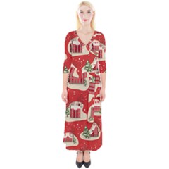 Christmas-new-year-seamless-pattern Quarter Sleeve Wrap Maxi Dress by Grandong