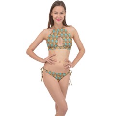 Owl Bird Pattern Cross Front Halter Bikini Set by Grandong