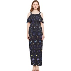 Starry Night  Space Constellations  Stars  Galaxy  Universe Graphic  Illustration Draped Sleeveless Chiffon Jumpsuit by Grandong