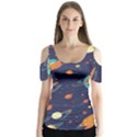 Space Galaxy Planet Universe Stars Night Fantasy Butterfly Sleeve Cutout T-Shirt  View1