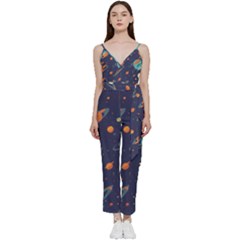 Space Galaxy Planet Universe Stars Night Fantasy V-neck Camisole Jumpsuit by Grandong