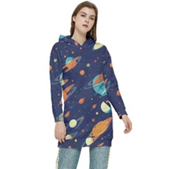 Space Galaxy Planet Universe Stars Night Fantasy Women s Long Oversized Pullover Hoodie by Grandong