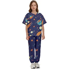 Space Galaxy Planet Universe Stars Night Fantasy Kids  T-shirt And Pants Sports Set by Grandong