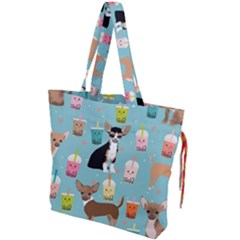 Chihuahua Bubble Kawaii Boba Tea Cute Dog Drawstring Tote Bag by Grandong