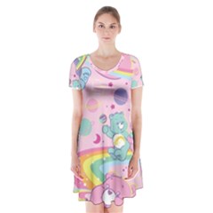 Bears Kawaii Pattern Short Sleeve V-neck Flare Dress by Grandong