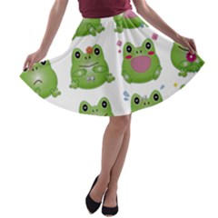 Kawaii-frog-rainy-season-japanese A-line Skater Skirt by Grandong