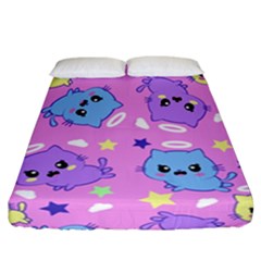 Seamless Pattern With Cute Kawaii Kittens Fitted Sheet (california King Size) by Grandong