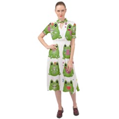 Kawaii-frog-rainy-season-japanese Keyhole Neckline Chiffon Dress by Grandong