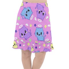 Seamless Pattern With Cute Kawaii Kittens Fishtail Chiffon Skirt by Grandong