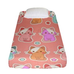 Cute Kawaii Kittens Seamless Pattern Fitted Sheet (single Size) by Grandong