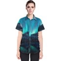 Aurora Borealis Mountain Reflection Women s Short Sleeve Shirt View1