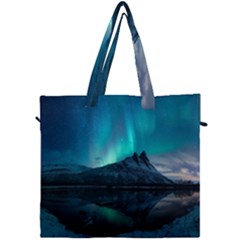 Aurora Borealis Mountain Reflection Canvas Travel Bag by Grandong