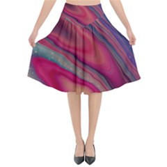 Stars Shimmering Galaxy Ocean Flared Midi Skirt by Ravend