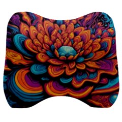 Flowers Painting Velour Head Support Cushion by Ravend