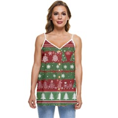 Christmas Decoration Winter Xmas Pattern Casual Spaghetti Strap Chiffon Top by Vaneshop