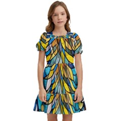 Stained Glass Winter Kids  Puff Sleeved Dress by Vaneshop