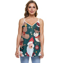 Christmas Santa Claus Casual Spaghetti Strap Chiffon Top by Vaneshop